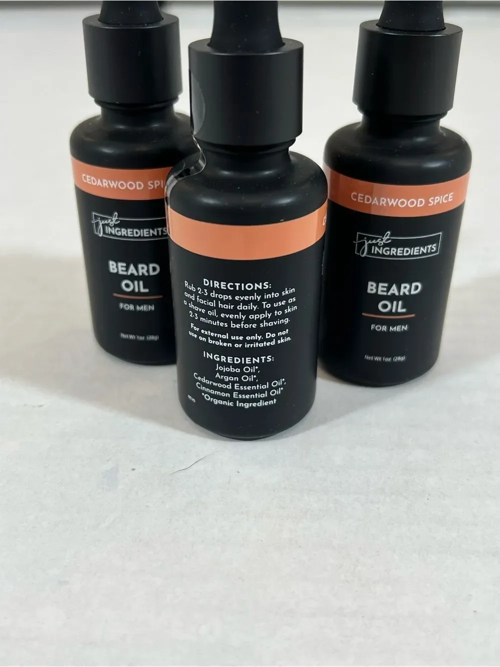 3-Pack - Just Ingredients Beard Oil Cedarwood Spice